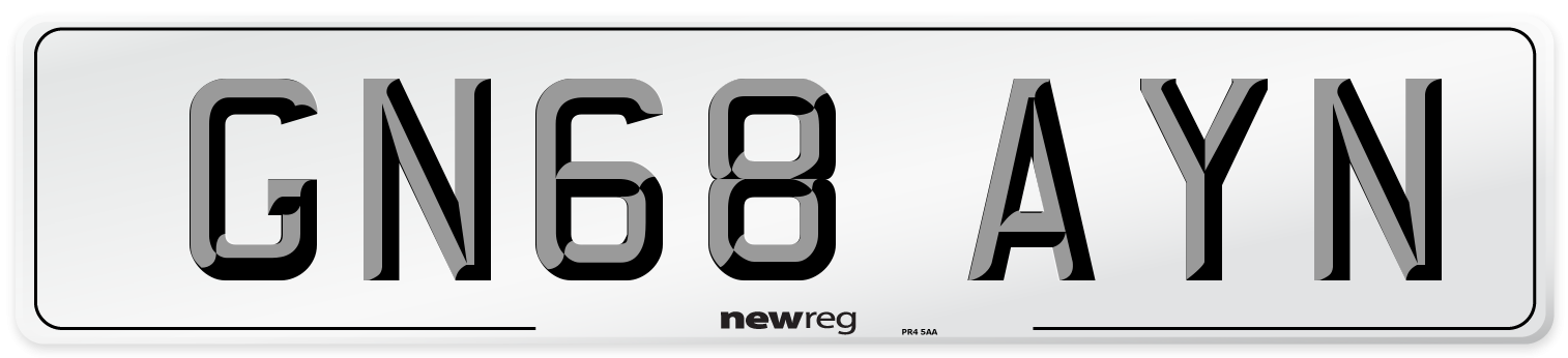 GN68 AYN Number Plate from New Reg